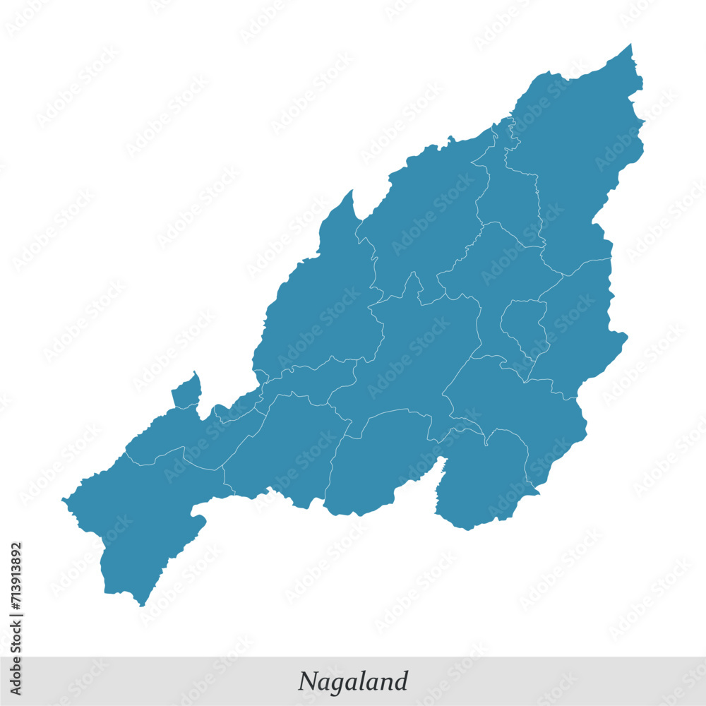 map of Nagaland is a state of India with districts