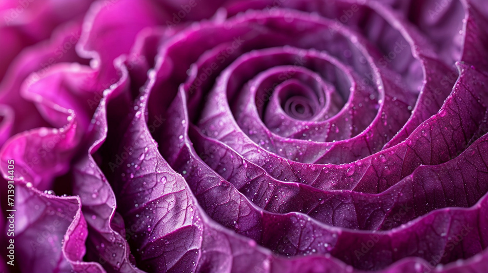 An image capturing the abstract beauty of a red cabbage cross-section ...