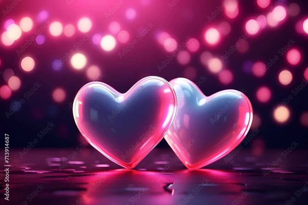 Two hearts on bokeh background, wallpaper, valentine day background. Two hearts on bokeh background, wallpaper, valentine day background.