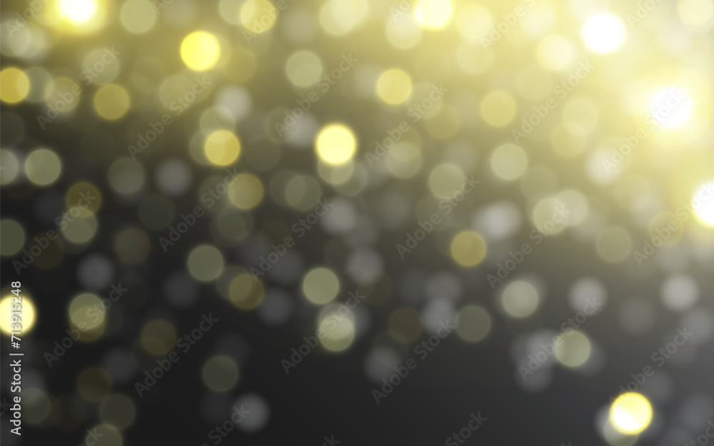Golden Glittering Bokeh Lights in Abstract Night Background, Vector eps 10 illustration bokeh particles, Backgrounds decoration