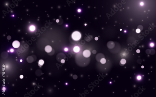 Purple Starlight Bokeh Background with Glowing Particles in a Bright Space Party Design, Vector eps 10 illustration bokeh particles, Backgrounds decoration