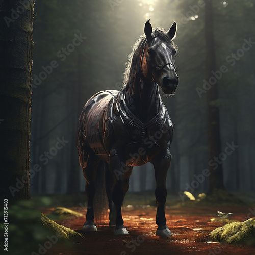 A horse with a shield on it ai generated picture