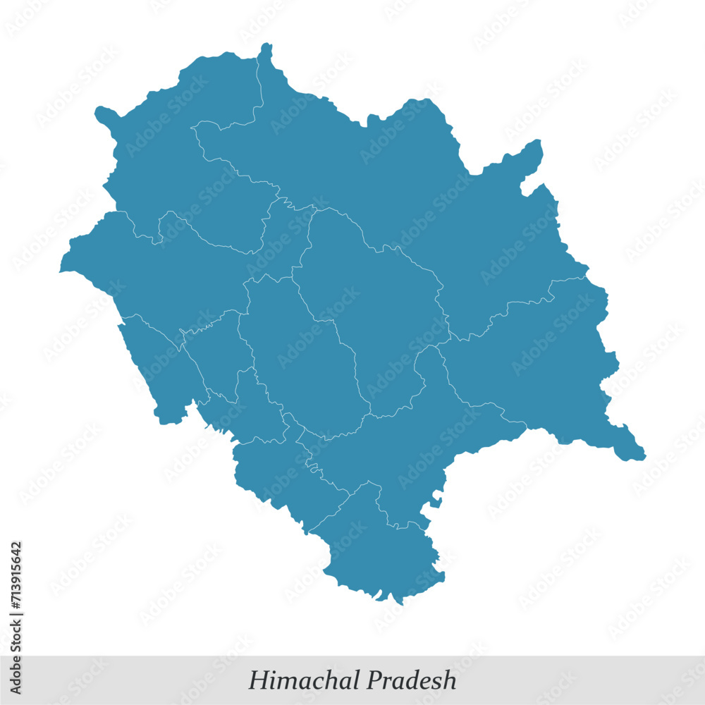 map of Himachal Pradesh is a state of India with districts