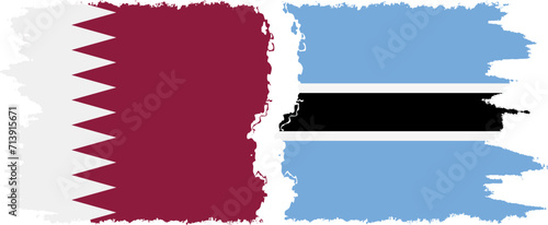 Botswana and Qatar grunge flags connection vector