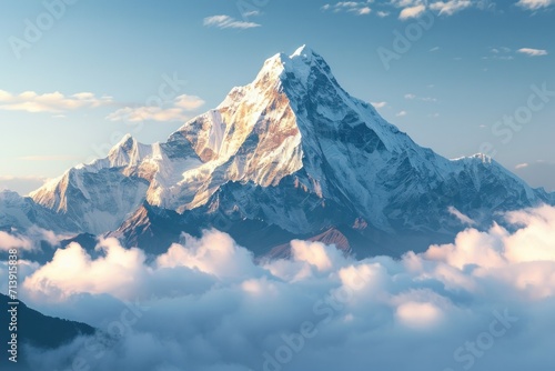 Himalayan peak above the clouds It seemed like the mountains were very close. It gives a grand view of the peak. shrouded in fog