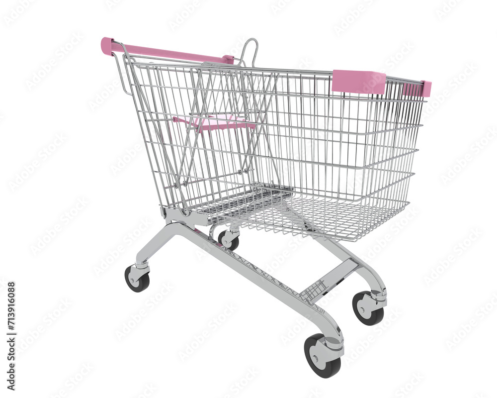 Shopping cart isolated on background. 3d rendering - illustration Shopping cart isolated on background. 3d rendering - illustration