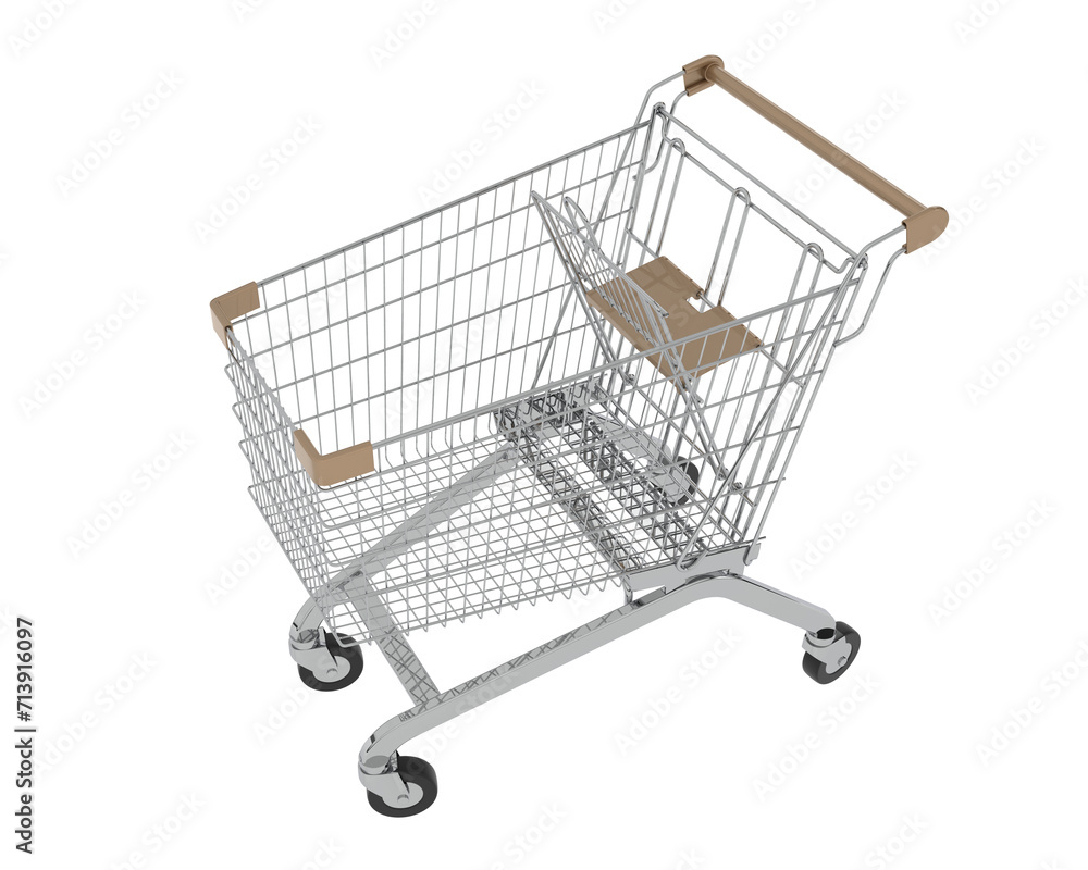 Shopping cart isolated on background. 3d rendering - illustration Shopping cart isolated on background. 3d rendering - illustration