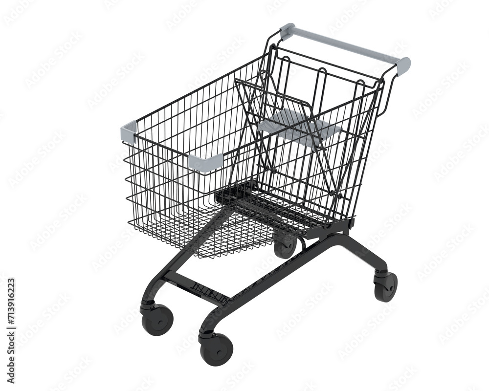 Shopping cart isolated on background. 3d rendering - illustration Shopping cart isolated on background. 3d rendering - illustration