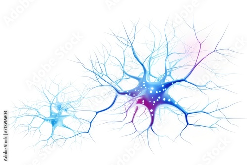 Neural Colorful Brain Nerve Cell Energy Connection, Brain Dots Pattern Neuronal Network, Vibrant Colored motley medical vector human mind energy lightning brain tree neurons communicating illustration