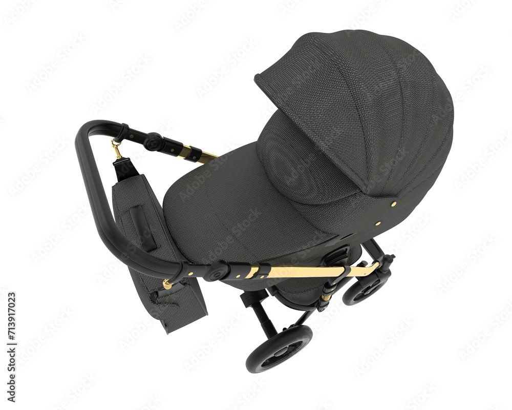 Stroller isolated on background. 3d rendering - illustration Stroller isolated on background. 3d rendering - illustration