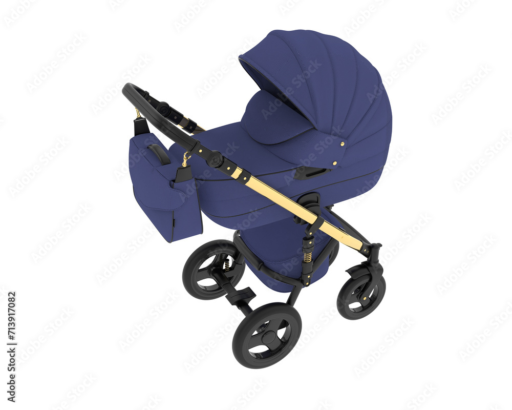 Stroller isolated on background. 3d rendering - illustration Stroller isolated on background. 3d rendering - illustration