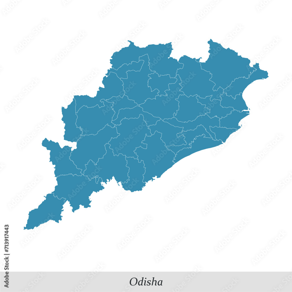 map of Odisha is a state of India with districts