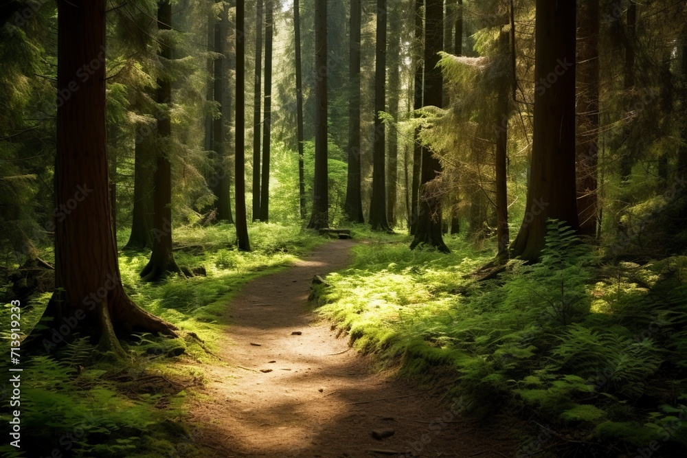 Fototapeta premium footpath in the Jungle with Sunlight in the morning