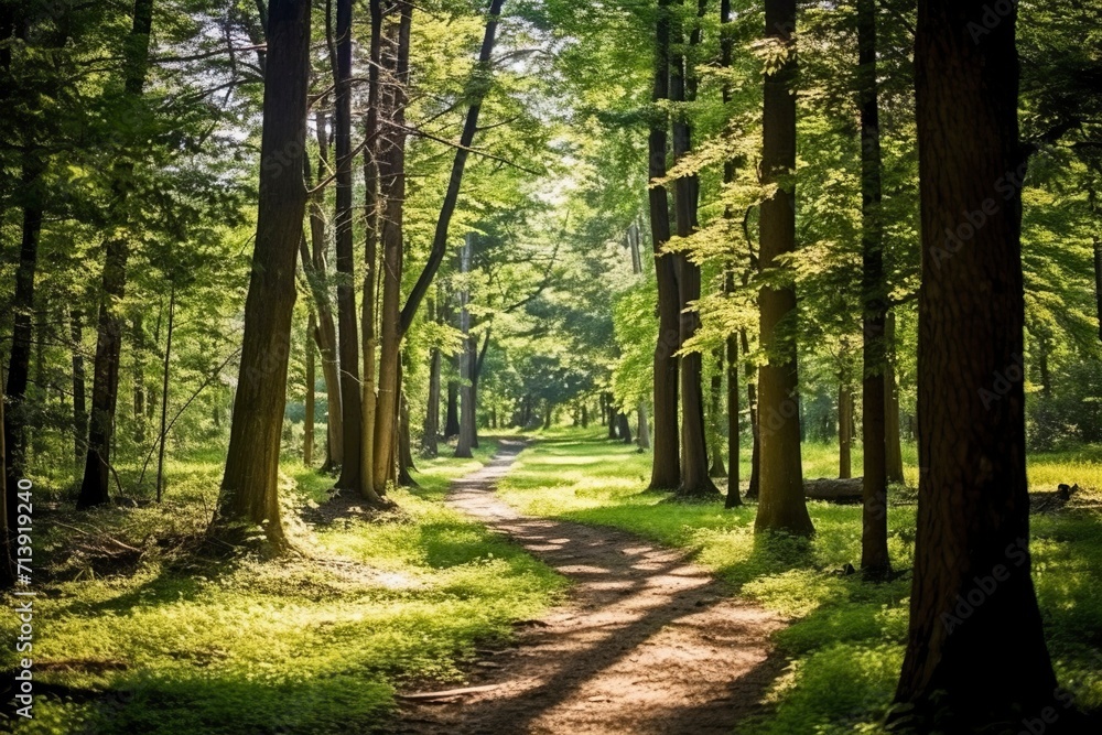 Obraz premium footpath in the Jungle with Sunlight in the morning
