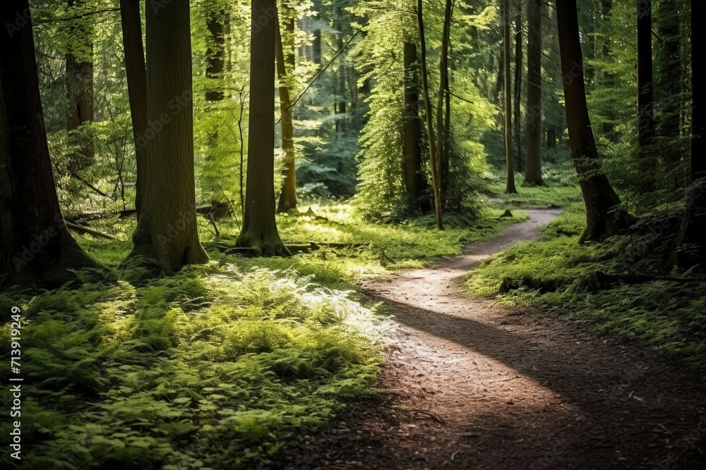 Obraz premium footpath in the Jungle with Sunlight in the morning