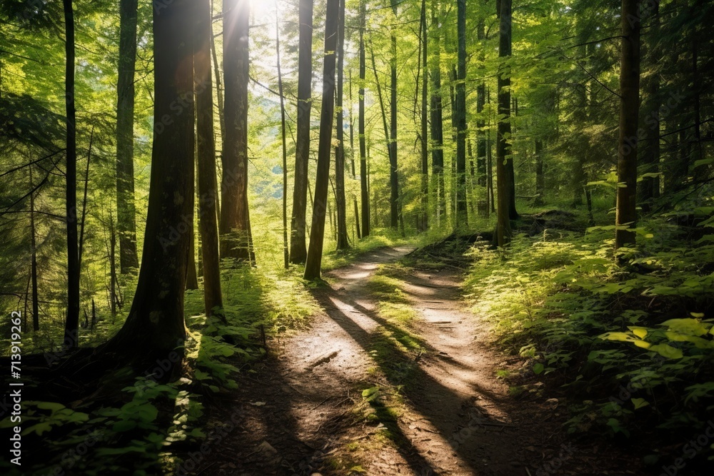 Obraz premium footpath in the Jungle with Sunlight in the morning