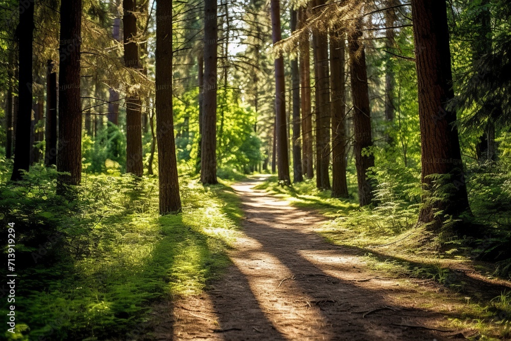 Fototapeta premium footpath in the Jungle with Sunlight in the morning