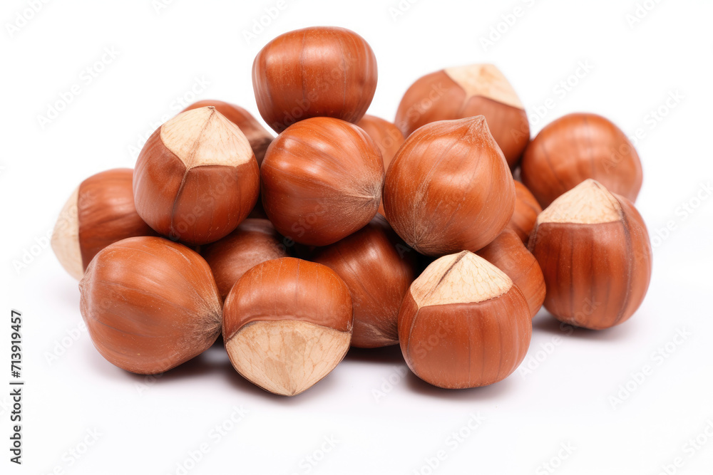 Hazelnut pile, isolated white background Hazelnut pile, isolated white background