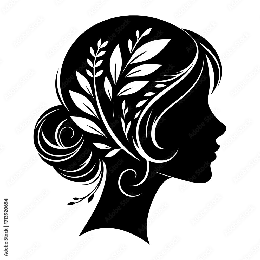 silhouette of a woman with flowers silhouette of a woman with flowers