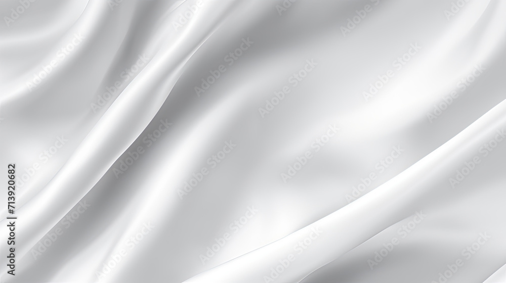 white silk satin fabric with softly wrinkled waves, white 3D plain cloth with wrinkles, luxury white background