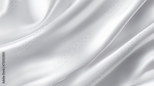 white silk satin fabric with softly wrinkled waves, white 3D plain cloth with wrinkles, luxury white background