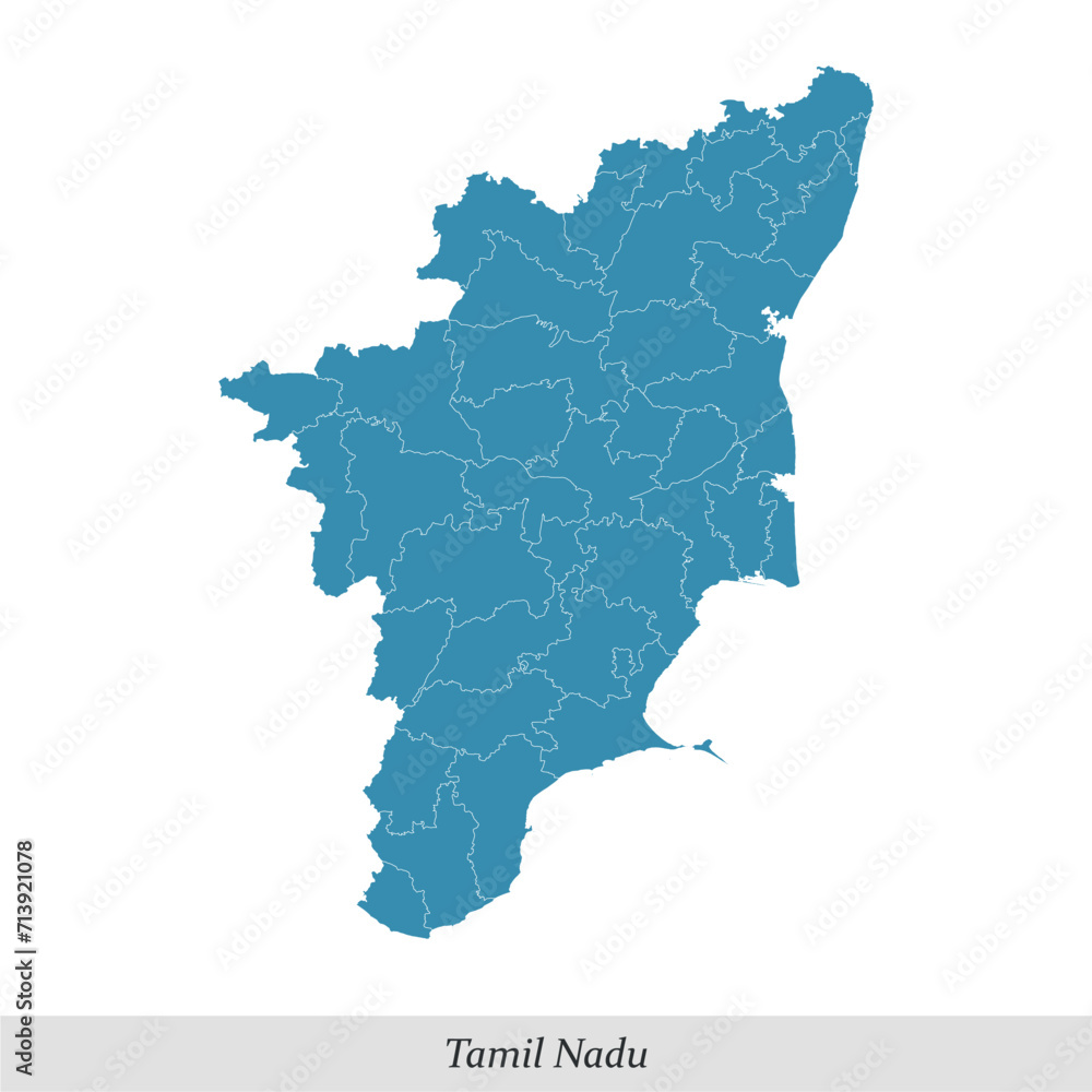 map of Tamil Nadu is a state of India with districts