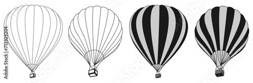 hot air balloons vector set. flat design vector illustration isolated on white background.
