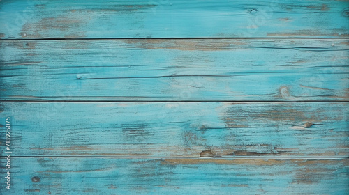 Old grunge wood plank texture background. Vintage blue wooden board wall have antique cracking style background objects for furniture design mint green, generative AI