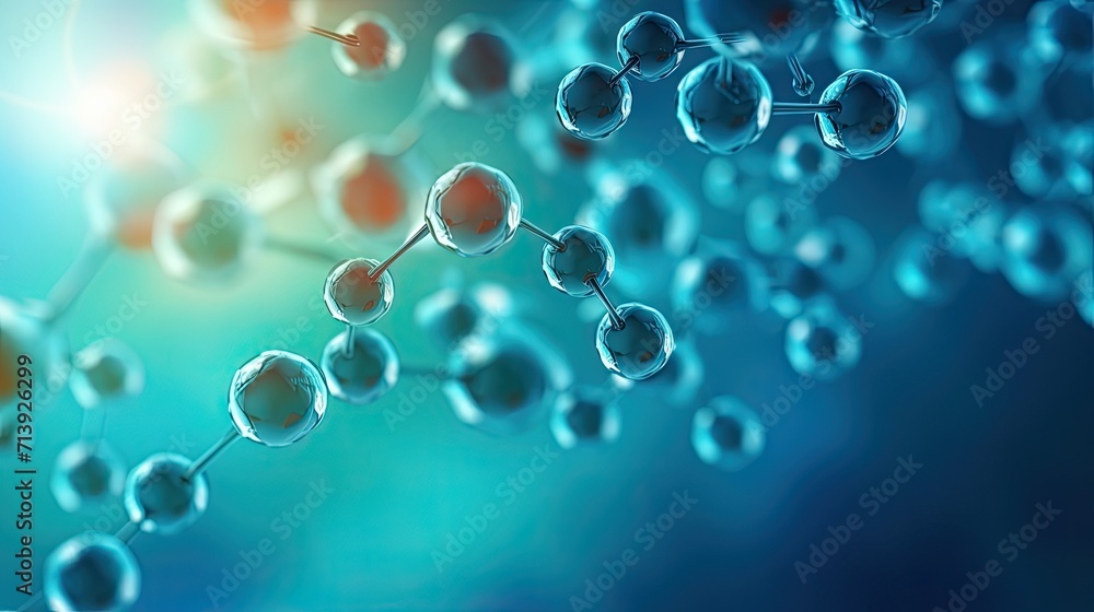 Cosmetic Essence, Liquid bubble, Molecule inside Liquid Bubble on DNA water splash background.generative AI Cosmetic Essence, Liquid bubble, Molecule inside Liquid Bubble on DNA water splash background.generative AI