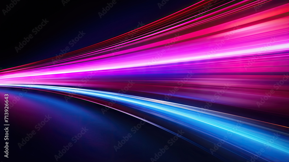 abstract background with lines, Abstract light fast motion blur background, futuristic technology glowing speed lines scene. blue pink neon on black background abstract background with lines, Abstract light fast motion blur background, futuristic technology glowing speed lines scene. blue pink neon on black background