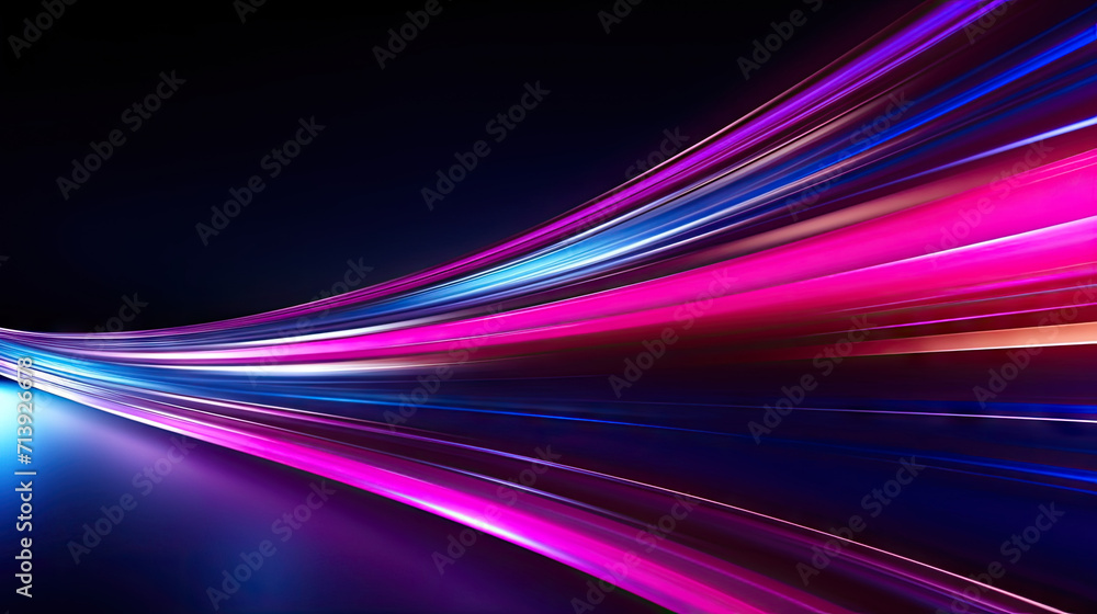 abstract background with lines, Abstract light fast motion blur background, futuristic technology glowing speed lines scene. blue pink neon on black background abstract background with lines, Abstract light fast motion blur background, futuristic technology glowing speed lines scene. blue pink neon on black background