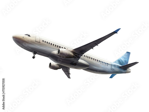 Airplane on the sky on transparent background