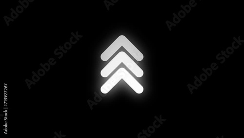 Swipe up Looped animation of glowing arrows, on a transparent background, alpha channel.