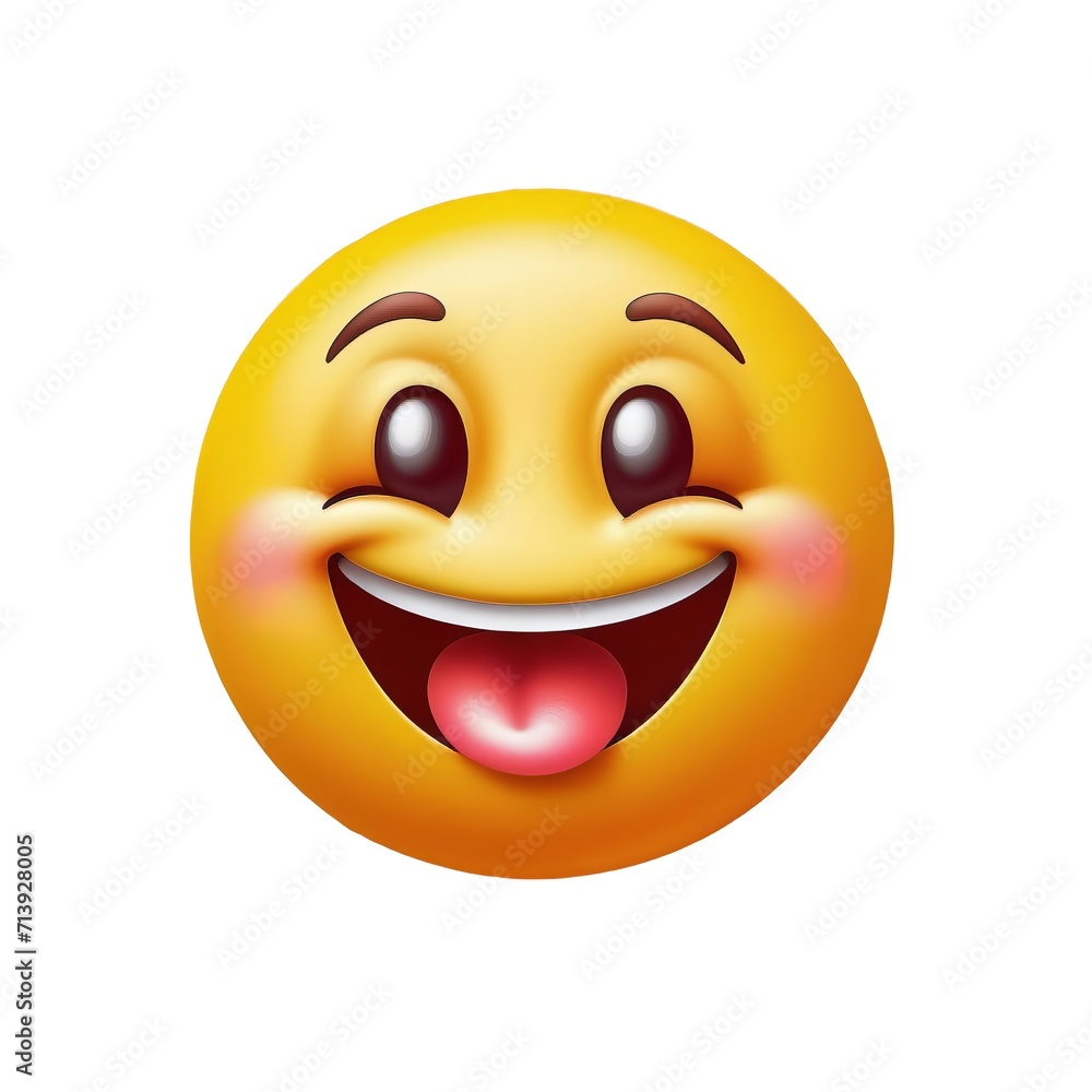 Happy Smiling Emoji with Rosy Cheeks and Tongue Out - Digital Illustration of Joyful Expression