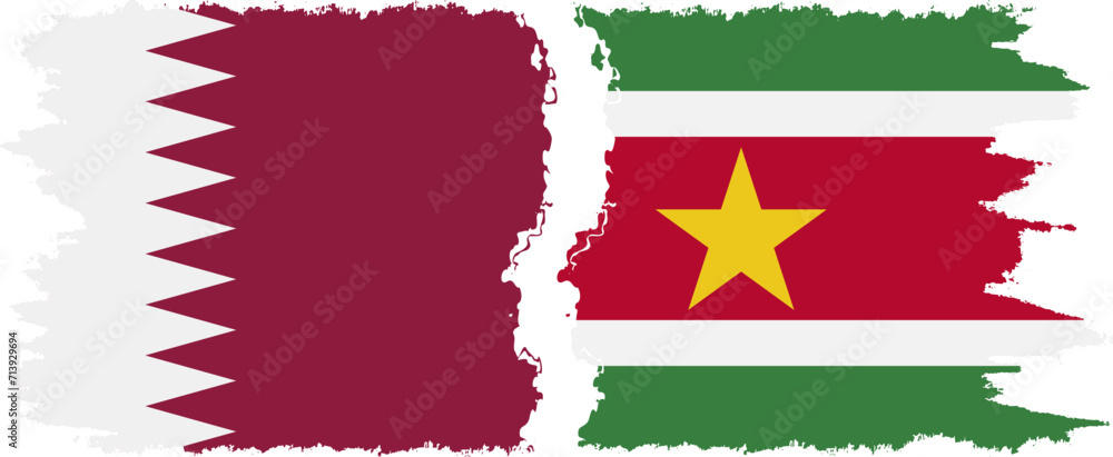 Suriname and Qatar grunge flags connection vector Suriname and Qatar grunge flags connection vector