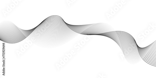 Abstract grey wavy lines on transparent background. Digital frequency track equalizer.Technology, data science, geometric border pattern.Digital frequency track equalizer. Stylized line art background
