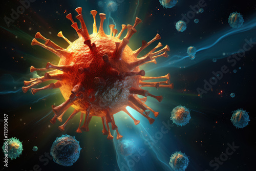 Microscopic corona virus cell epidemic background