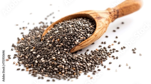 Chia seeds on isolated white background.