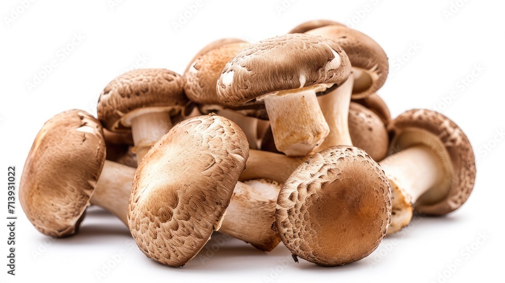 Fatty mushrooms on isolated white background.