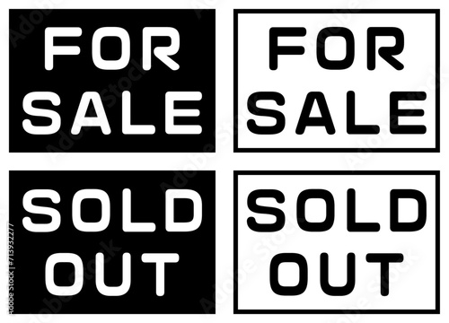 「FOR SALE」と「SOLD OUT」のラベルセット 黒