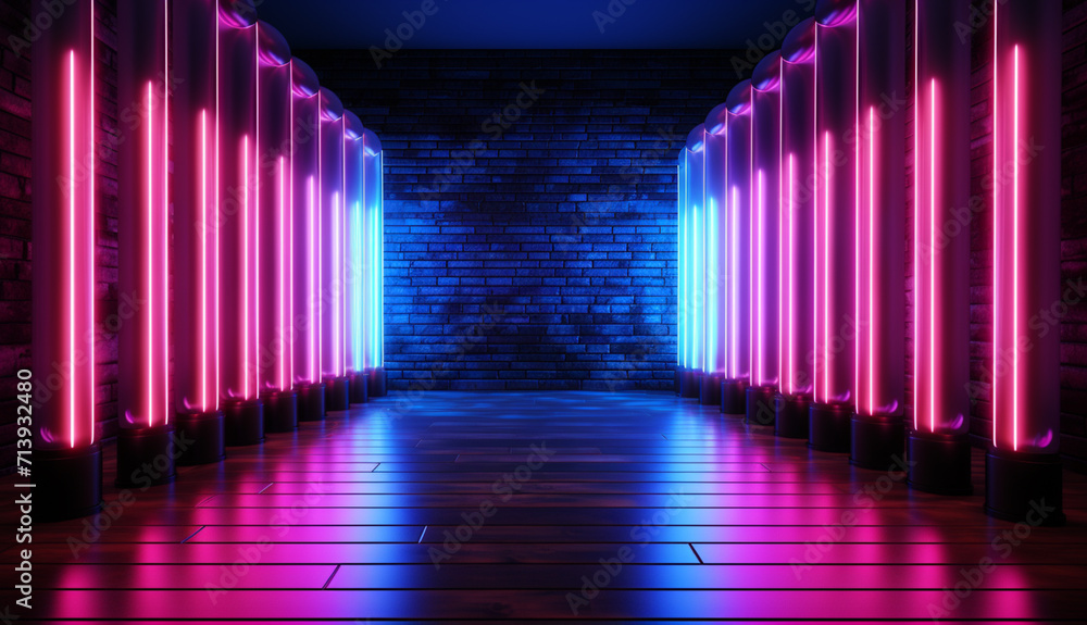 Neon lighting with copy space for banner and background.  Generative AI