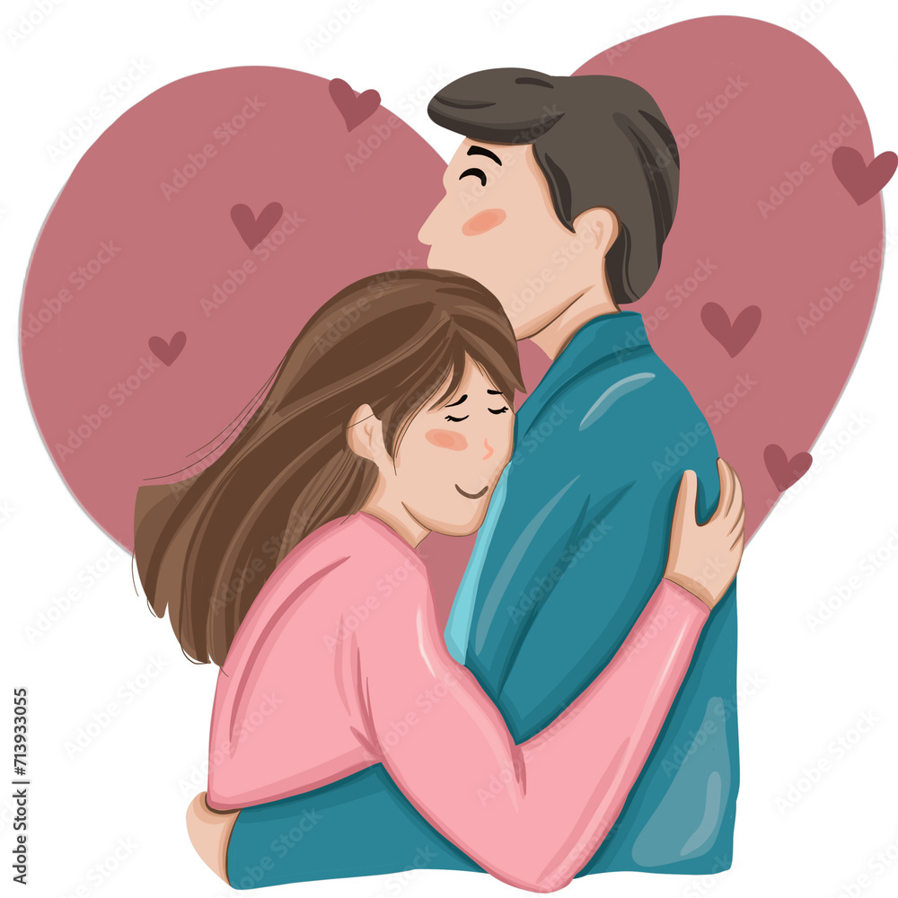 Illustration Valentine couple with Love Illustration Valentine couple with Love