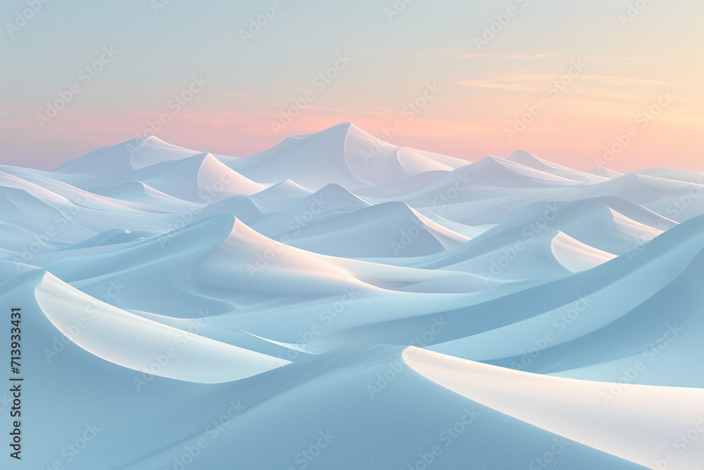 An illustration of a series of sand dunes, simplified into smooth pastel-colored lines,