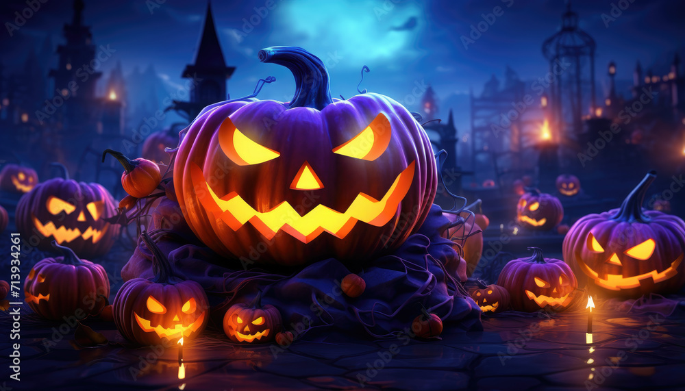Naklejka premium Neon halloween wallpaper