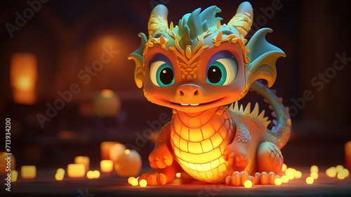 Baby dragon on a dark background
