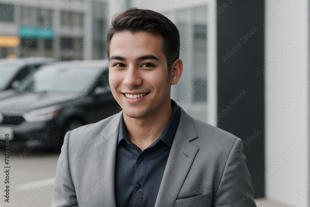 Portrait of a millennial businessman smiling and looking at the camera against a blurred background with copy space. Portrait of a millennial businessman smiling and looking at the camera against a blurred background with copy space.