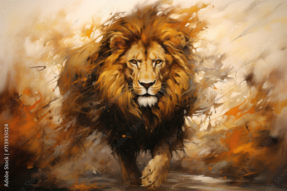 Noble lion watercolor