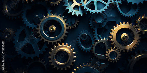 Abstract 3d gears on dark background concept of gear mechanics and cog mechanics digital polygonal meshine Background featuring engineering gears and machinery showcasing the intricate Ai Generative