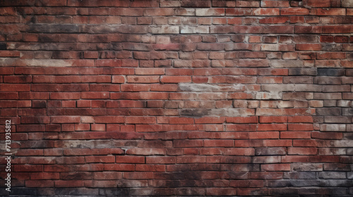 Old brick wall background, bordo color grunge texture or pattern for design. Generative ai