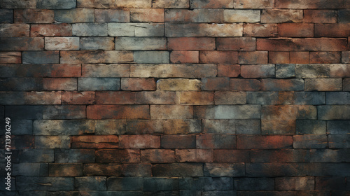 Old brick wall background  muted colors grunge texture or pattern for design. Generative ai